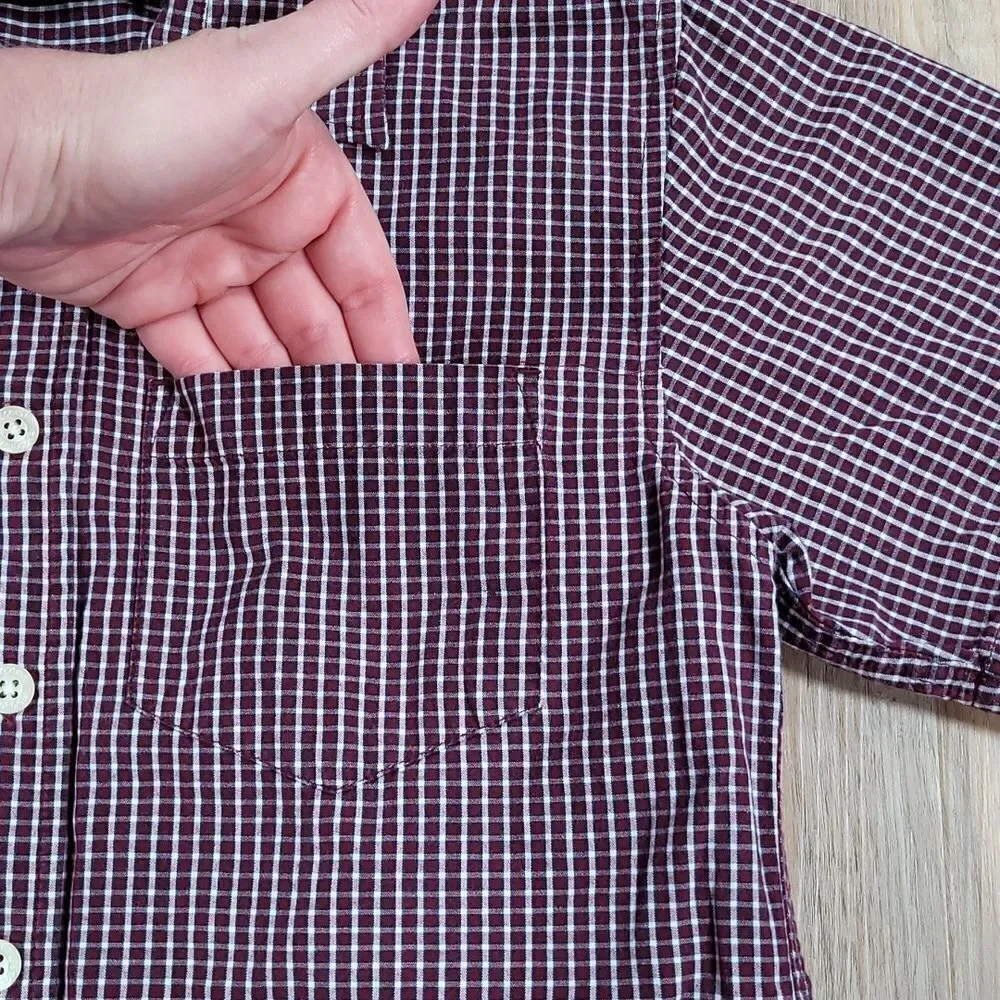🧡Exceed Maroon Plaid Buttoned Short Sleeve Shirt Small